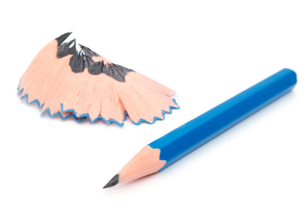 istock A blue pencil with shavings Isolated on white background 658991498