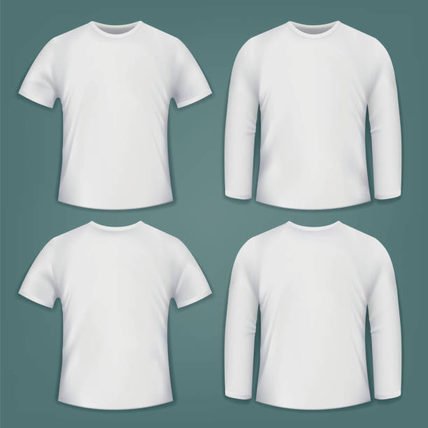 Set Of White Blank Tshirts Stock Illustration - Download Image Now