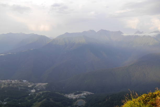 istock Beautiful mountain landscape at sunset in Ski Resort Rosa Khutor. 659025970