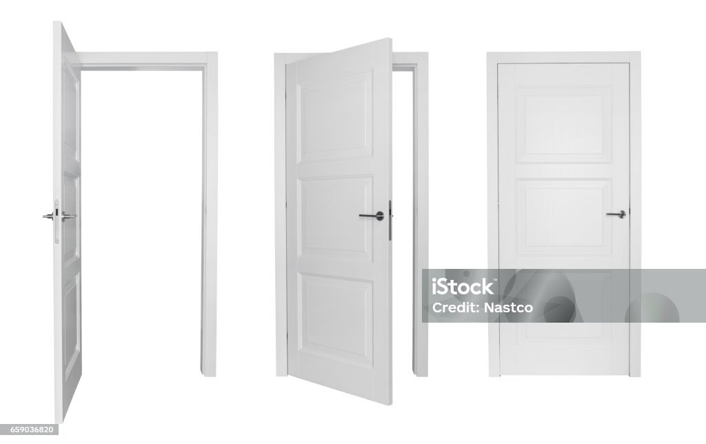 Conjunto de puertas blancas - Foto de stock de Puerta - Entrada libre de derechos