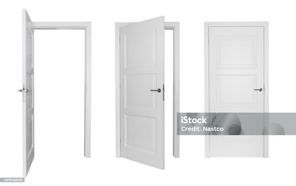 Set of white doors Set of different white doors isolated on white background Door Stock Photo