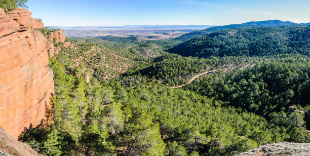 Panoramic view in Pinares del Rodeno Natural Park, Spain stock photo