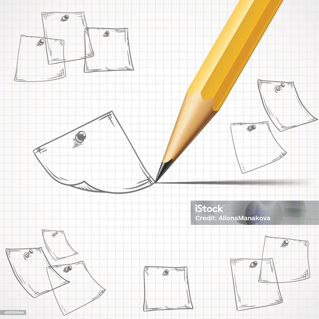 Note Drawing Hand Drawn Notes Set Doodle Paper Sheets For Notes Stock Illustration ...