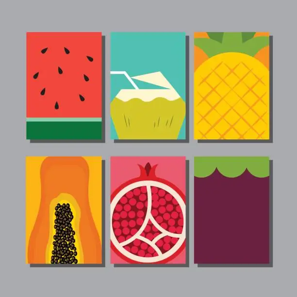 Vector illustration of summer fruit, layout design,template cover, booklet,flyer,leaflet,vector illustration.