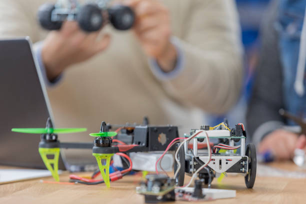 istock Close up of completed robot at STEM school 659083110