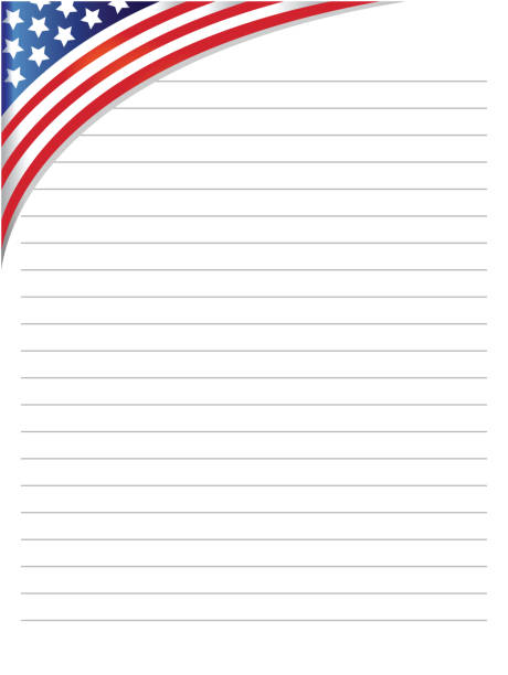 biały arkusz notebooka z flagą usa. - workbook lined paper paper striped stock illustrations