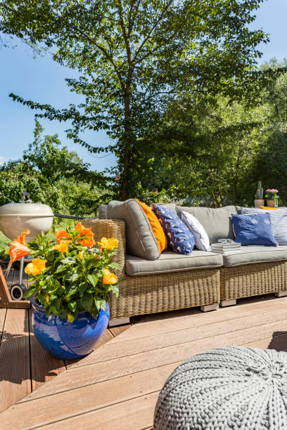 istock Patio with rattan sofa during summer 659101392
