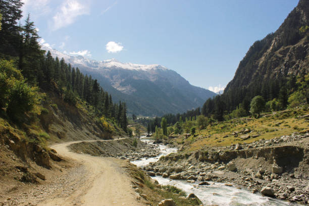 Beautiful track in the mountains with blue sky