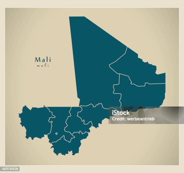 Mali F Modern Map Mali With Regions Ml Stock Illustration - Download Image Now ...