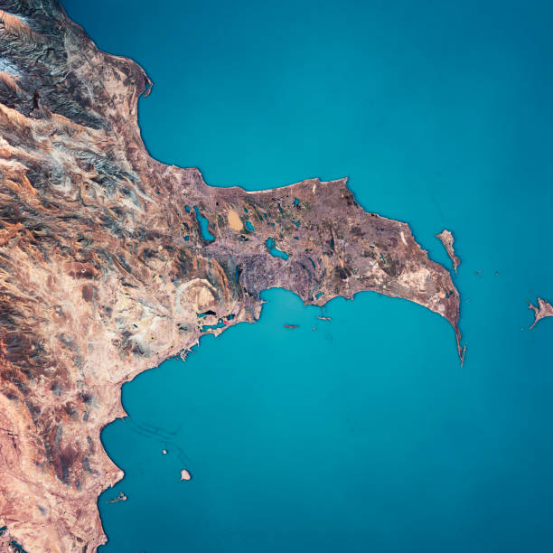 istock Baku 3D Render Satellite View Topographic Map 659163318