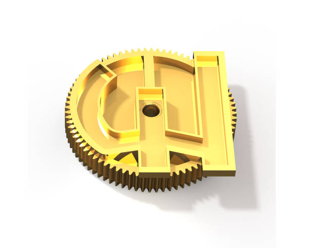 istock Golden gear with pound symbol, 3D illustration. 659183276