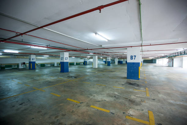 istock Big parking area in basement 659183590