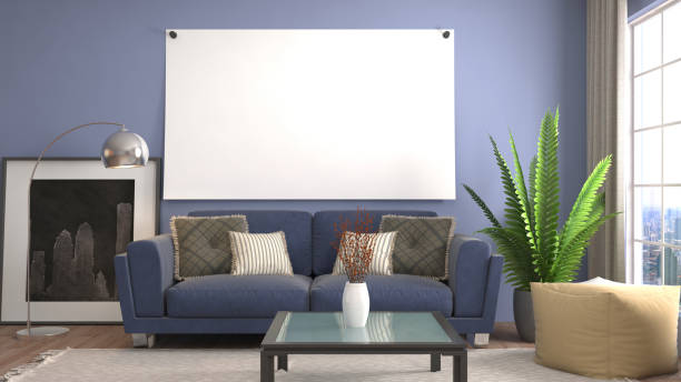 istock mock up poster frame in interior background. 3D Illustration 659190628