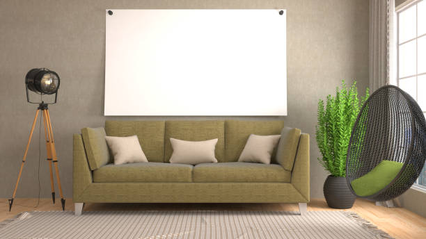 istock mock up poster frame in interior background. 3D Illustration 659190670
