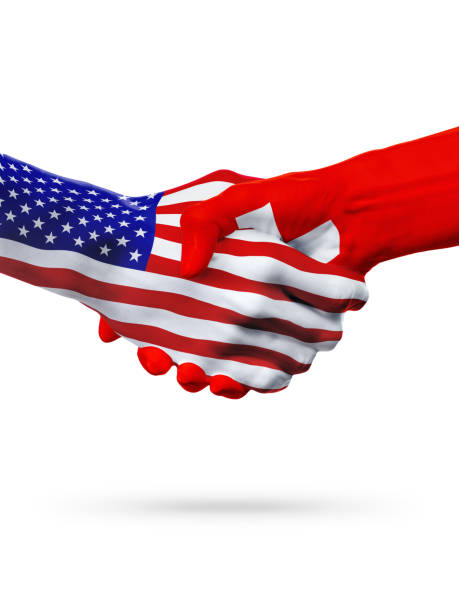 istock Flags USA, Switzerland countries, partnership friendship handshake concept. 659192004