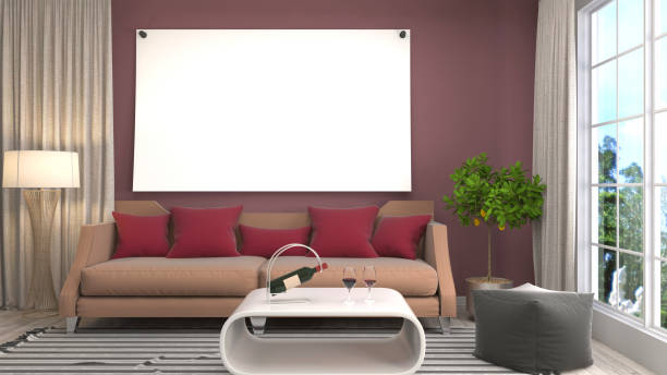 istock mock up poster frame in interior background. 3D Illustration 659193092