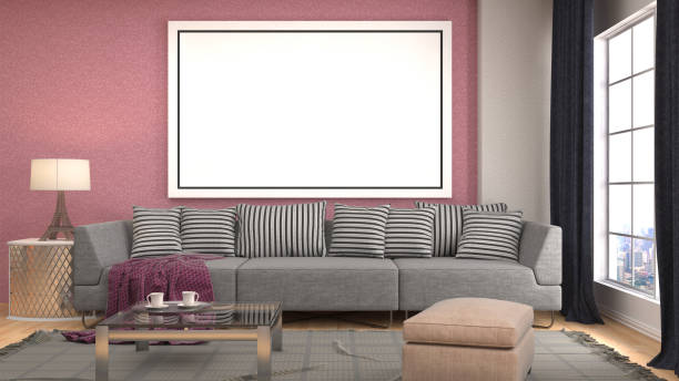 istock mock up poster frame in interior background. 3D Illustration 659198812