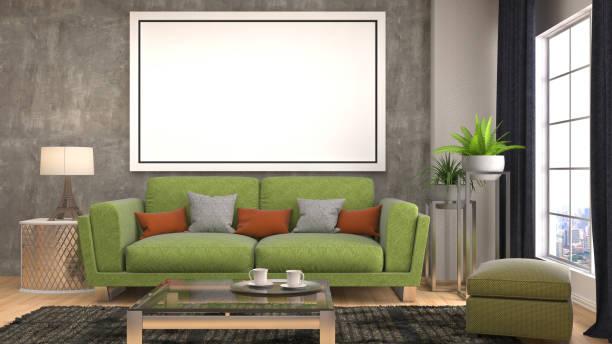 istock mock up poster frame in interior background. 3D Illustration 659198886