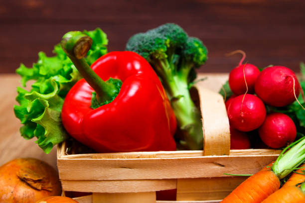 istock Brocoli, carrot and pepper. Lettuce salad. 659202330
