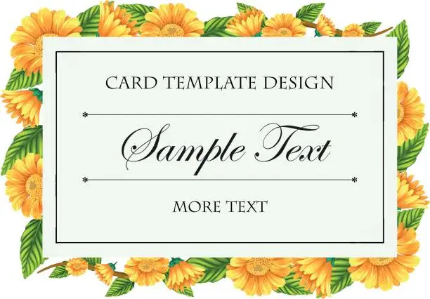 Vector illustration of Card template with yellow calendula flowers