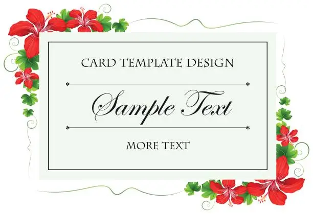 Vector illustration of Card template with flowers and leaves