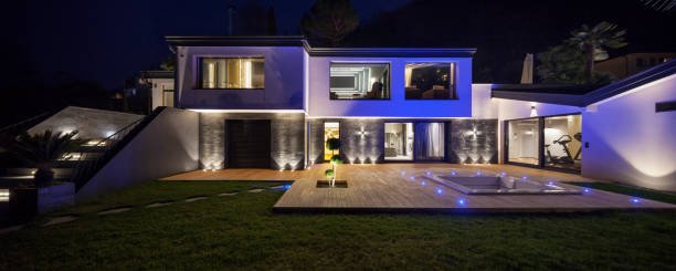 istock House with pool in the evening, nobody 659241436