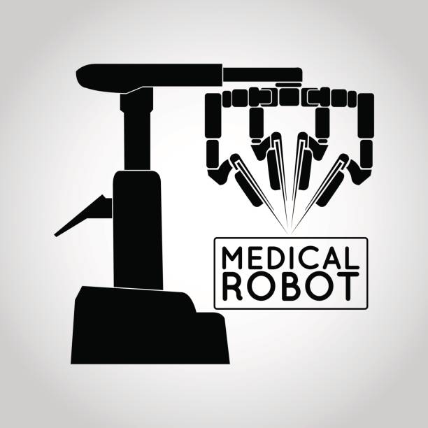 ilustrações de stock, clip art, desenhos animados e ícones de medical robot icon vector - robotic surgery