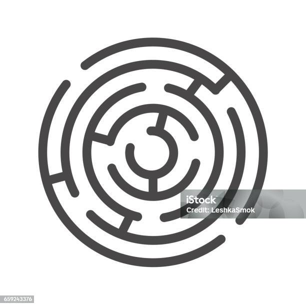 Labyrinth Thin Line Vector Icon Stock Illustration - Download Image Now - Icon Symbol, Maze, Challenge