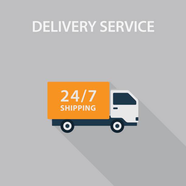 иллюстрация службы доставки - delivery van distribution warehouse vector shipping stock illustrations