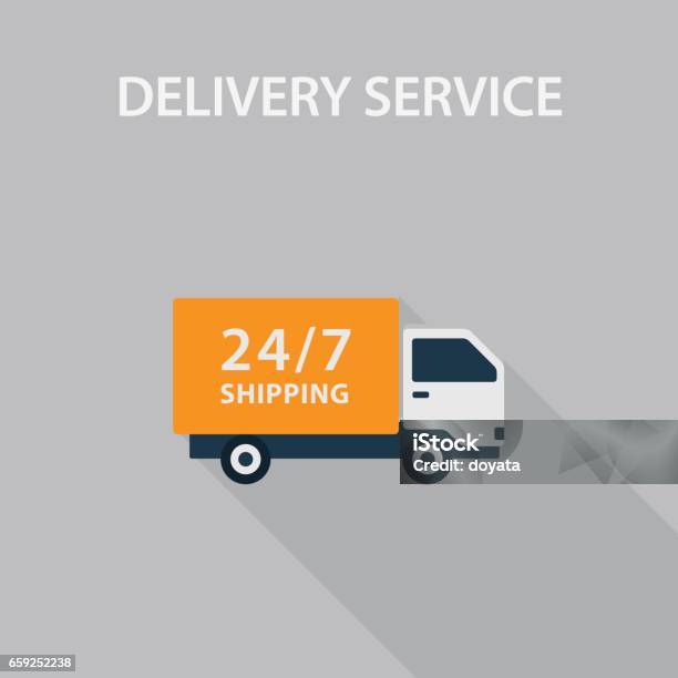 Delivery Service Illustration Stock Illustration - Download Image Now - Delivery Van, Icon Symbol, Illustration