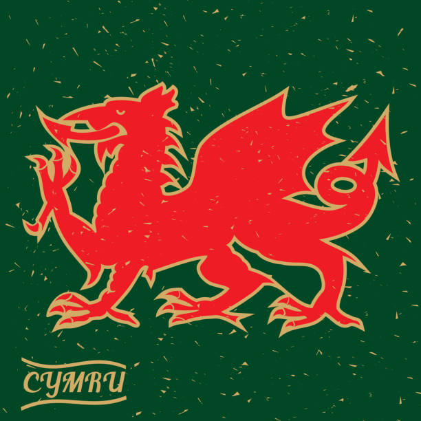 szczęśliwy dzień świętego dawida - welsh flag welsh culture flag green stock illustrations