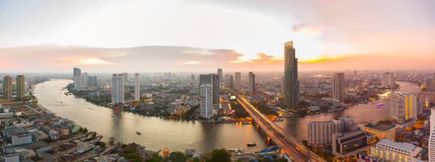 istock Panorama Bangkok city with chaophraya river at sunset 659285054