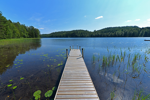 Pier on lake Saimaa in Mikkeli region
