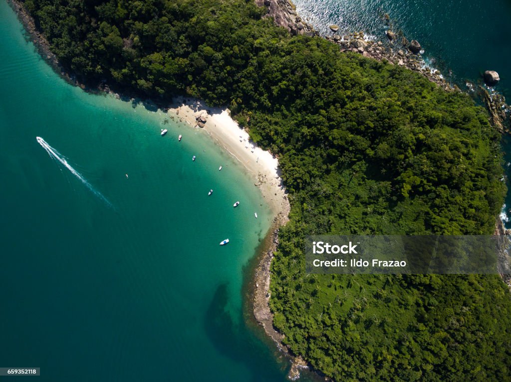 Top View of a Paradise Island Beach Stock Photo