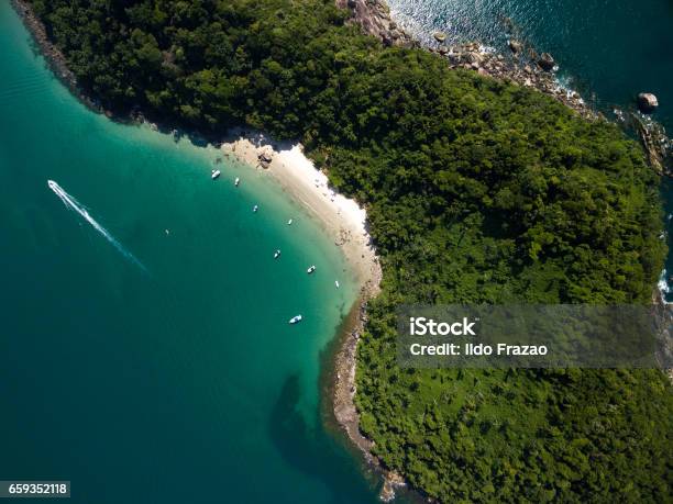 Top View Of A Paradise Island Stock Photo - Download Image Now - Beach, Aerial View, Brazil