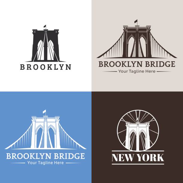 ilustrações, clipart, desenhos animados e ícones de the pontes - new york city skyline bridge brooklyn