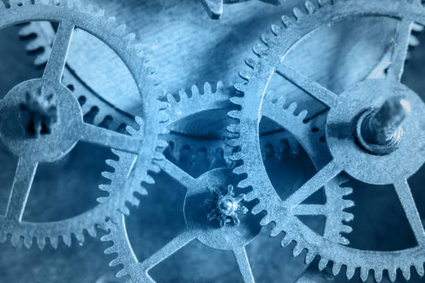istock The clock mechanism is in blue color. 659403864