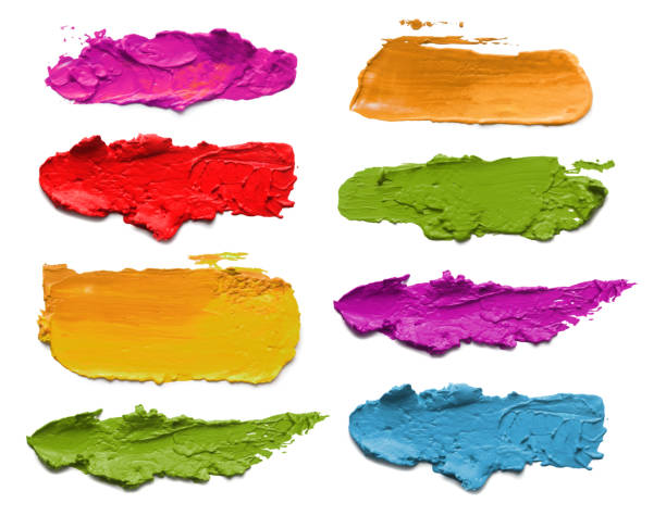 istock Abstract acrylic color brush strokes. Collection. Isolated on white. 659405586