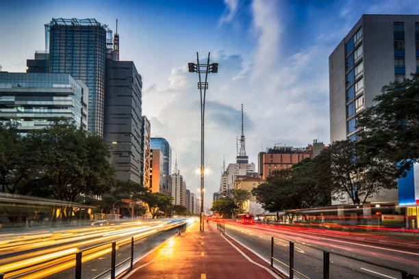 viale paulista - southeastern region sao paulo state sao paulo brazil foto e immagini stock