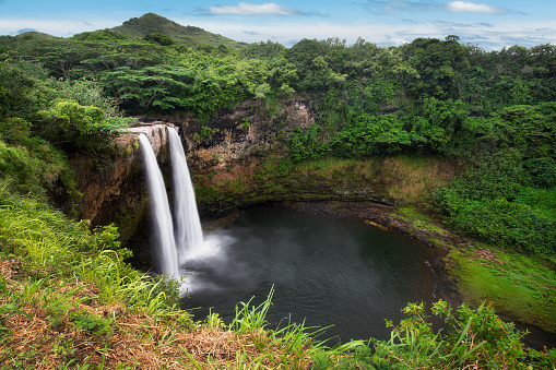 Wailua falls near the island capital Lihue on the island of Kauai, Hawaii.