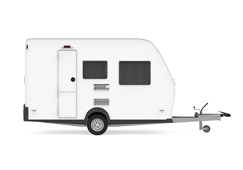 Travel Trailer isolated on white background. 3D render