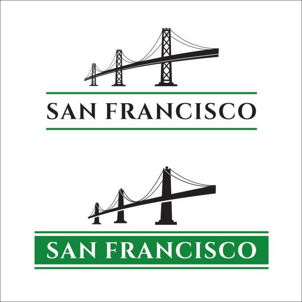 샌프란시시코 구름다리 - san francisco county skyline vector bridge stock illustrations