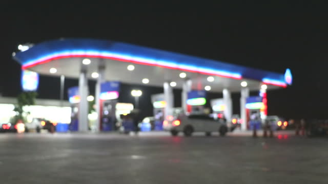 The Atmosphere Lighting Blurred in Gas station at night