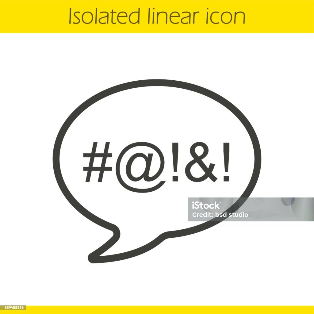 Dirty language icon Dirty language linear icon. Cursing. Thin line. Vector Swear Word stock vector