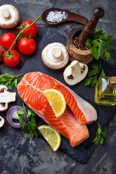 istock Salmon, mushrooms, tomatoes and parsley 659494218