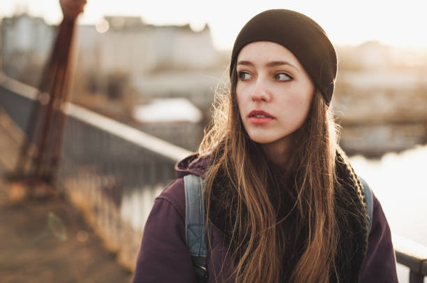 istock Hipster girl walking on the bridge 659509354