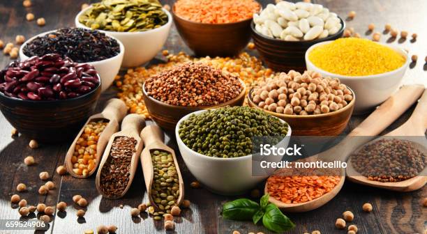 Composition With Variety Of Vegetarian Food Ingredients Stock Photo - Download Image Now
