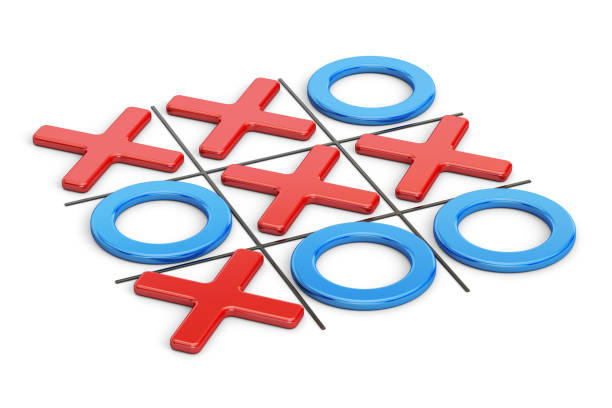 Tick-tac-toe, noughts and crosses game. 3D rendering