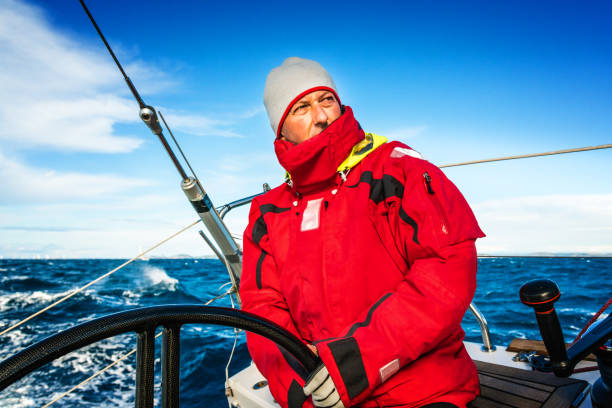 istock Skipper sailing on sailboat during regatta 659549552