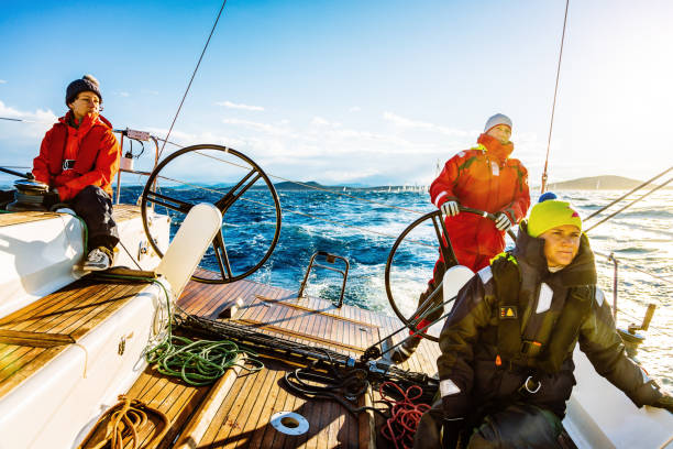 istock Sailing crew on sailboat on regatta 659549594